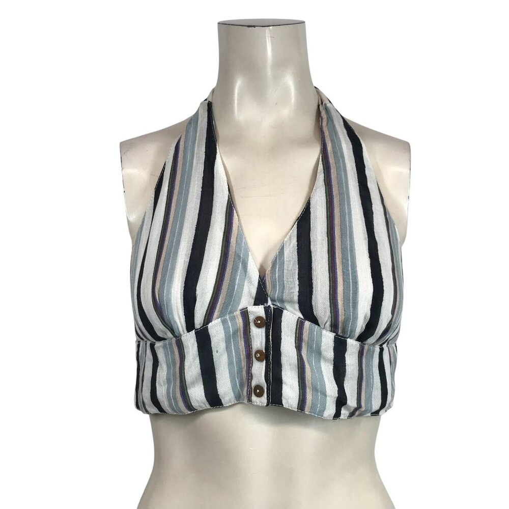 OUT FROM UNDER - WOMEN'S MEDIUM - MULTICOLOR 100% RAYON HALTER CROP TOP